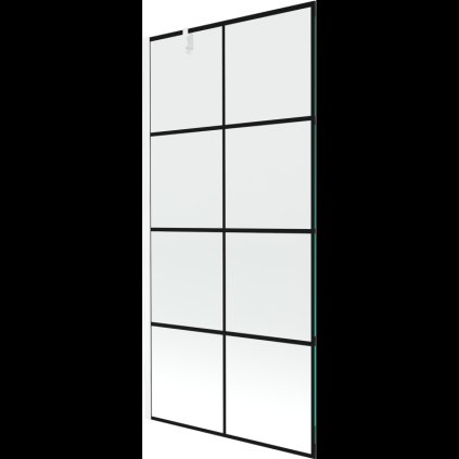 Mexen Next, kádparaván 1 szárny 90 x 150 cm, fix szárny, 6 mm átlátszó üveg fekete mintával, fehér profil, 895-090-000-00-77-20