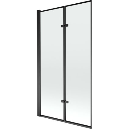 Mexen Castor, 2 szárnyas kádparaván 100 x 150 cm, 6 mm átlátszó üveg-fekete mintás, fekete profil, 892-100-002-70-70