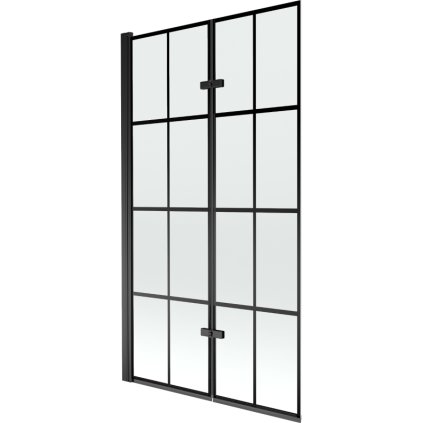 Mexen Castor, 2 szárnyas kádparaván 100 x 150 cm, 6 mm átlátszó üveg-fekete mintás, fekete profil, 892-100-002-70-77