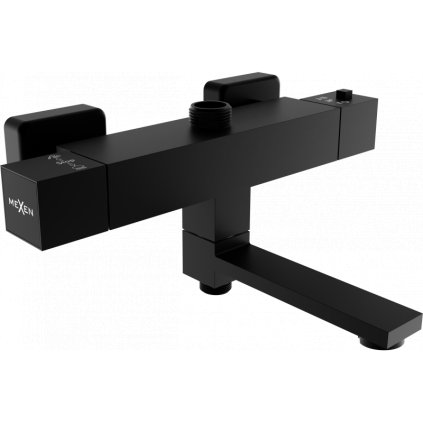 Mexen CUBE termosztatikus kád/zuhanycsaptelep, fekete, 77910-70