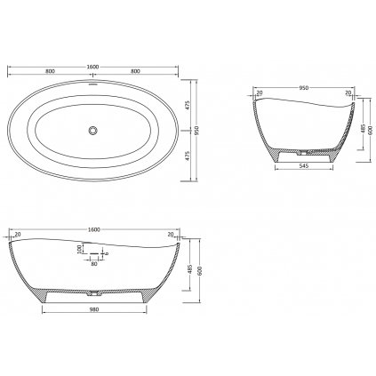 240831 mexen parma volne stojaca vana z konglomeratu 160 x 95 cm biela matna 57231609500