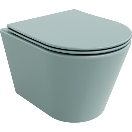 Mexen Rico, falra akasztható WC Rimless WC-ülőkével slim, duroplast, zöld matt, 30724048