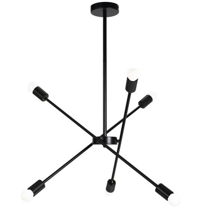 Szerszámlámpa, függőlámpa 6xE27 APP1114-6CP, fekete, OSW-01459