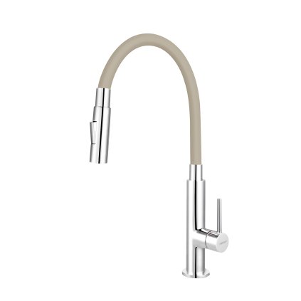 Ferro Zumba - Mosogató/magas csaptelep rugalmas karral és zuhanyzóval, bézs / króm, 70730-0BE