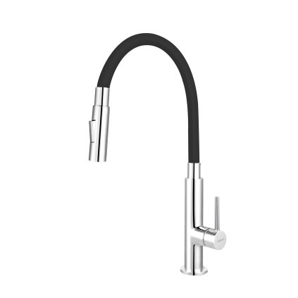 Ferro Zumba Slim - Mosogató / Magasan álló csaptelep rugalmas karral és spray-vel, fekete / króm, 70730-0C