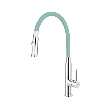 Ferro Zumba Slim - Mosogató / Magas csaptelep rugalmas karral és zuhanyzóval, Menta / Króm, 70730-0M