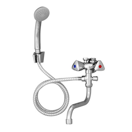 Mereo, Kombinált kétkezes csaptelep zuhannyal alacsony nyomású fűtőtestekhez, akasztó, zuhany, zuhanycső, MER-CBS602009M
