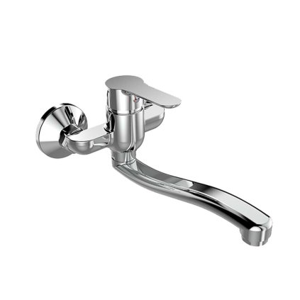 Mereo, Falra szerelhető mosogatócsaptelep, Zuna, ívelt lapos karral 210 mm, króm, MER-CB301AZ