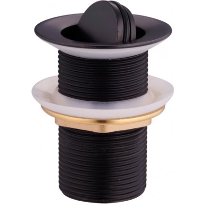 Mexen zárható mosdó kifolyó kerek, ClickClack, kis dugó, túlfolyó nélkül, forgó, Fekete, 79913-70