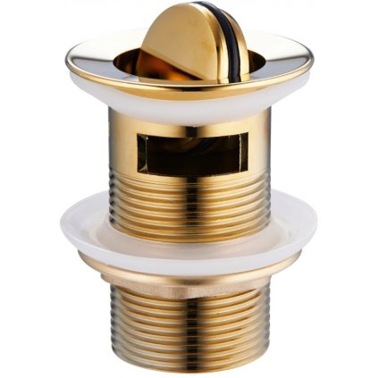 Mexen zárható kis mosdó lefolyó kör, ClickClack, kis dugó, túlfolyóval, Arany, 79923-50