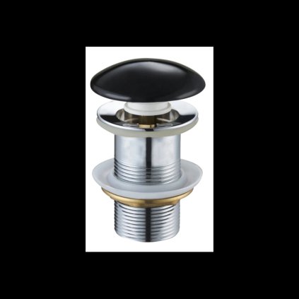 Mexen zárható kerek mosdó lefolyó, ClickClack, nagy dugó, túlfolyó nélkül, Fekete kerámia, 79910-75