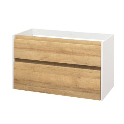Mereo, Opto, fürdőszoba szekrény 101 cm, fehér-tölgy riviéra, MER-CN932S