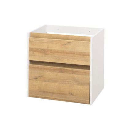 Mereo, Opto, fürdőszoba szekrény 61 cm, fehér-tölgy riviéra, MER-CN930S