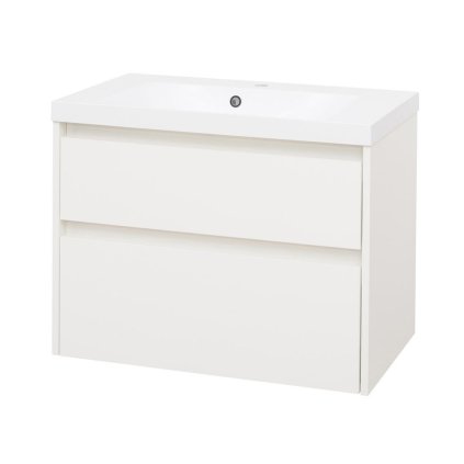 Mereo, Opto, Fürdőszoba szekrény öntött márvány mosdóval, 81 cm, fehér, MER-CN911M