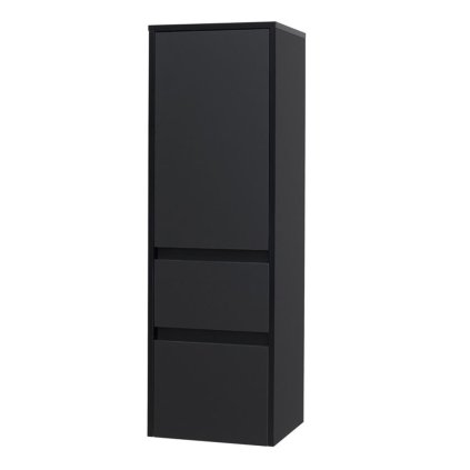 Mereo, Opto, fürdőszoba szekrény 125 cm magas, balra nyíló, fehér, fekete, MER-CN944L