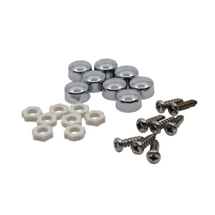 Mereo, Műanyag kupak és csavar készlet a sarkok és ajtók rögzítőprofiljának rögzítéséhez (8 db), króm, MER-CKND258ZA