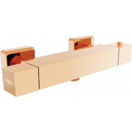 Mexen CUBE termosztatikus zuhanycsaptelep, alsó konzol, rózsa-arany, 77200-60