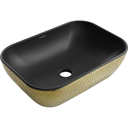 Mexen Rita, asztali mosogató 45x32x14 cm, fekete matt-arany mintás, 21084578