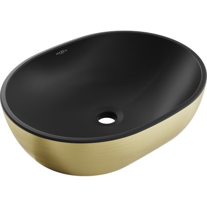 Mexen Viki, munkalap mosogató 48x35x14 cm, fekete matt-arany mintás, 21054877