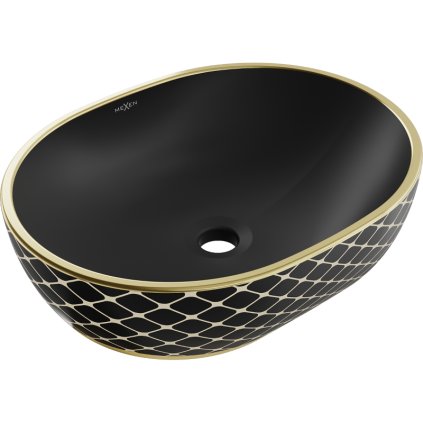 Mexen Viki, munkalap mosogató 48x35x14 cm, fekete matt-arany mintás, 21054879