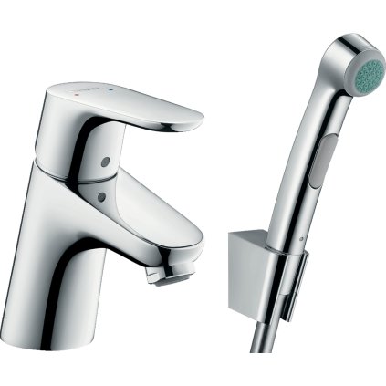Hansgrohe Focus E2, Karos csaptelep 70 szett bidé spray-vel és zuhanytömlővel, króm, 31926000