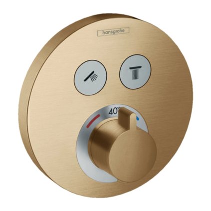 Hansgrohe Shower Select, rejtett termosztatikus csaptelep 2 készülékhez, szálcsiszolt bronz 15743140