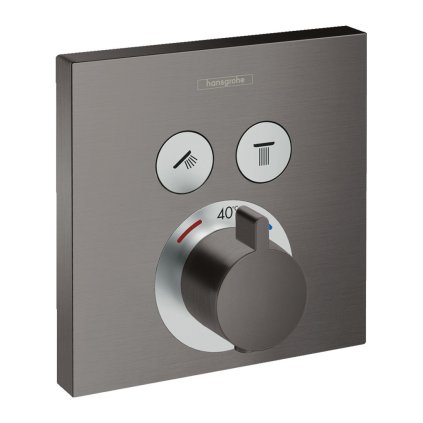 Hansgrohe Shower Select, rejtett termosztatikus csaptelep 2 készülékhez, szálcsiszolt fekete króm, 15763340