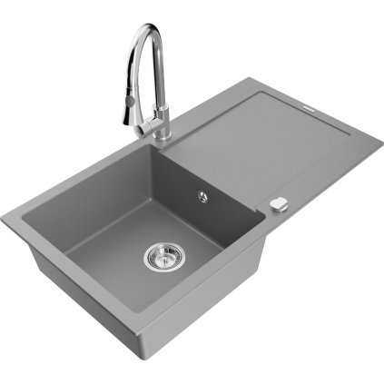 270064 mexen leo 1 komorovy granitovy drez 900x500x190 mm a drezova bateria elia seda 6501 71 670101 00
