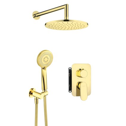Deante Alpinia, rejtett zuhany szett fej- és kézizuhannyal, karos csaptelep dobozos rögzítő rendszerrel BOX, arany fényes, BXYZZGAM