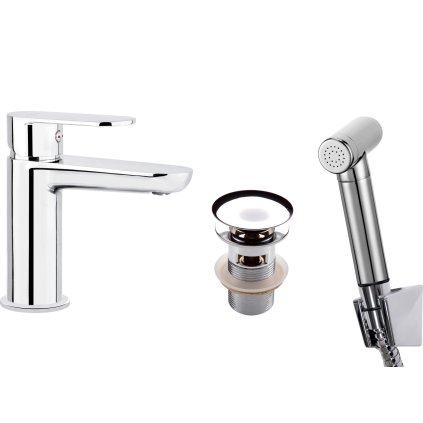 94 bat alpinia chrom umywalkowa ze sluchawka typu bidetta z korkiem click clack z przelewem