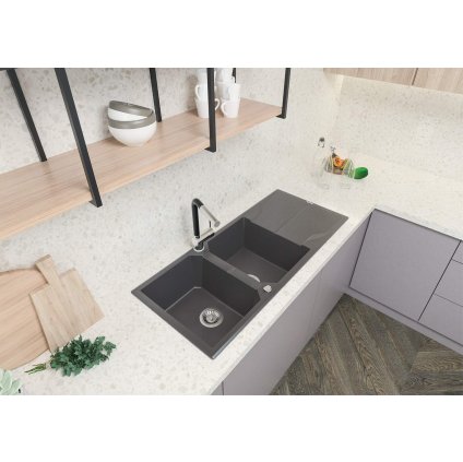 3463 1 zlew andante antracyt met granit 2k z o 1160x500x224 3 5 osprzet space saver