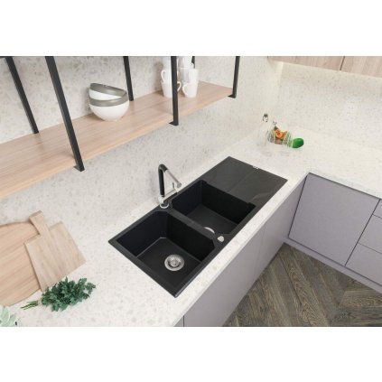 3418 zlew andante grafit met granit 2k z o 1160x500x224 3 5 osprzet space saver