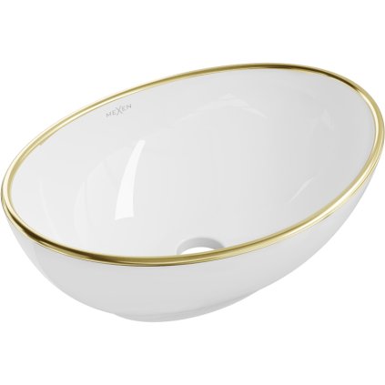 Mexen ELZA mosdó, 40,5x33 cm, fehér-arany, 21014005