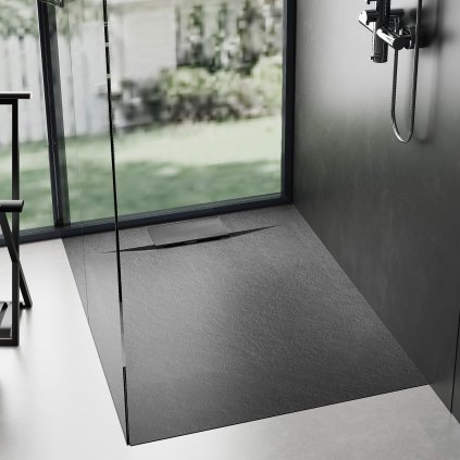 Rea Bazalt Long, SCM négyzet alakú zuhanytálca 90x90 cm, fekete, REA-K3307