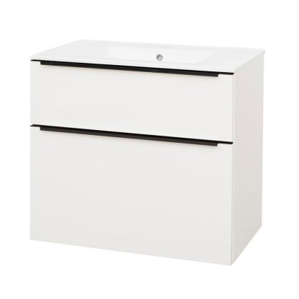 Mereo, Mailo, fürdőszoba szekrény kerámia mosdóval 81 cm, fehér, tölgy, antracit, MER-CN511B