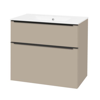 Mereo, Mailo, fürdőszoba szekrény kerámia mosdóval 81 cm, fehér, tölgy, antracit, MER-CN551B