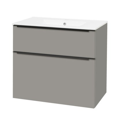 Mereo, Mailo, fürdőszoba szekrény kerámia mosdóval 81 cm, fehér, tölgy, antracit, MER-CN571B