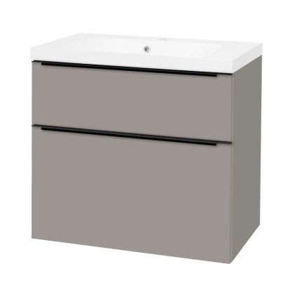 Mereo, Mailo, fürdőszoba szekrény öntött márvány mosdóval 81 cm, fehér, tölgy, antracit, MER-CN571MB