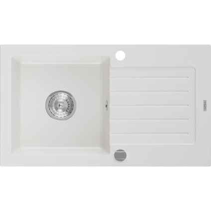 Mexen Pablo - gránit mosogató 75,2x43,6 cm, 1 kamrás, fehér, 6510751010-20