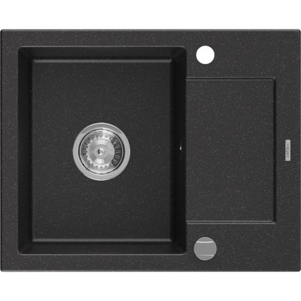 Mexen Enzo - gránit mosogató 57,6x46,5cm, 1 kamrás, fekete-ezüst, 6506571005-73