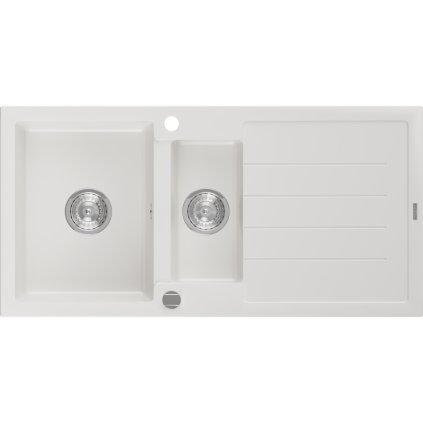 Mexen Andres - gránit mosogató 100,0x50,0 cm, 1,5 kamrás, fehér, 6515101510-20