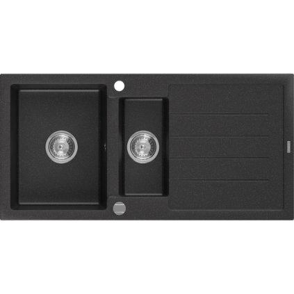 Mexen Andres - gránit mosogató 100,0x50,0cm, 1,5 kamrás, fekete-ezüst, 6515101510-73