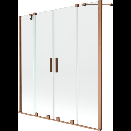 Mexen Velar Duo, 2 szárnyas eltolható kádparaván 150 x 150 cm, 8mm átlátszó üveg, réz matt profil, 896-150-000-02-65