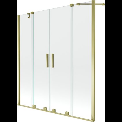 Mexen Velar Duo, 2 szárnyas eltolható kádparaván 160 x 150 cm, 8mm átlátszó üveg, arany fényes profil, 896-160-000-02-50