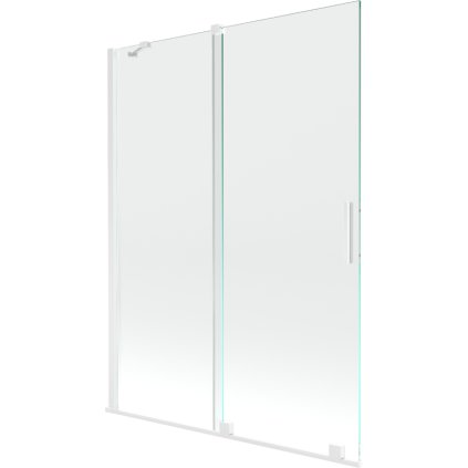 Mexen Velar, 2 szárnyas eltolható kádparaván 130 x 150 cm, 8mm átlátszó üveg, fehér profil, 896-130-000-01-20