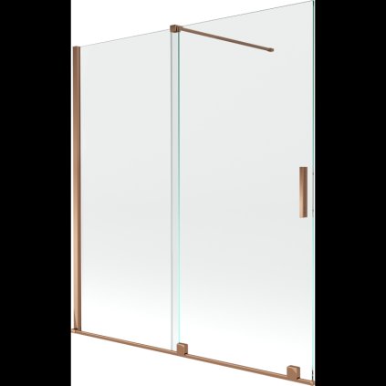 Mexen Velar, 2 szárnyas eltolható kádparaván 150 x 150 cm, 8mm átlátszó üveg, rózsaszín arany, 896-150-000-01-60
