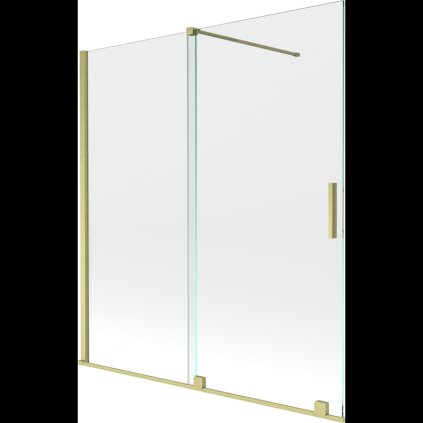 Mexen Velar, 2 szárnyas eltolható kádparaván 150 x 150 cm, 8mm átlátszó üveg, arany matt profil, 896-150-000-01-55