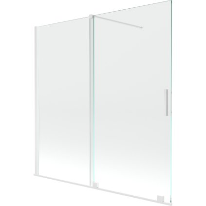 Mexen Velar, 2 szárnyas eltolható kádparaván 160 x 150 cm, 8mm átlátszó üveg, fehér profil, 896-160-000-01-20