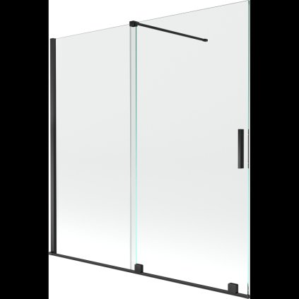 Mexen Velar, 2 szárnyas eltolható kádparaván 160 x 150 cm, 8mm átlátszó üveg, fekete matt, 896-160-000-01-70