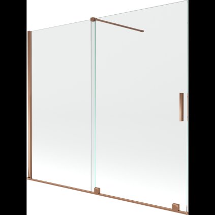 Mexen Velar, 2 szárnyas eltolható kádparaván 180 x 150 cm, 8mm átlátszó üveg, rózsaszín arany, 896-180-000-01-60
